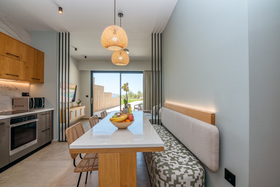 Kitchen and living room at NUSA Gramvousa — 4-1