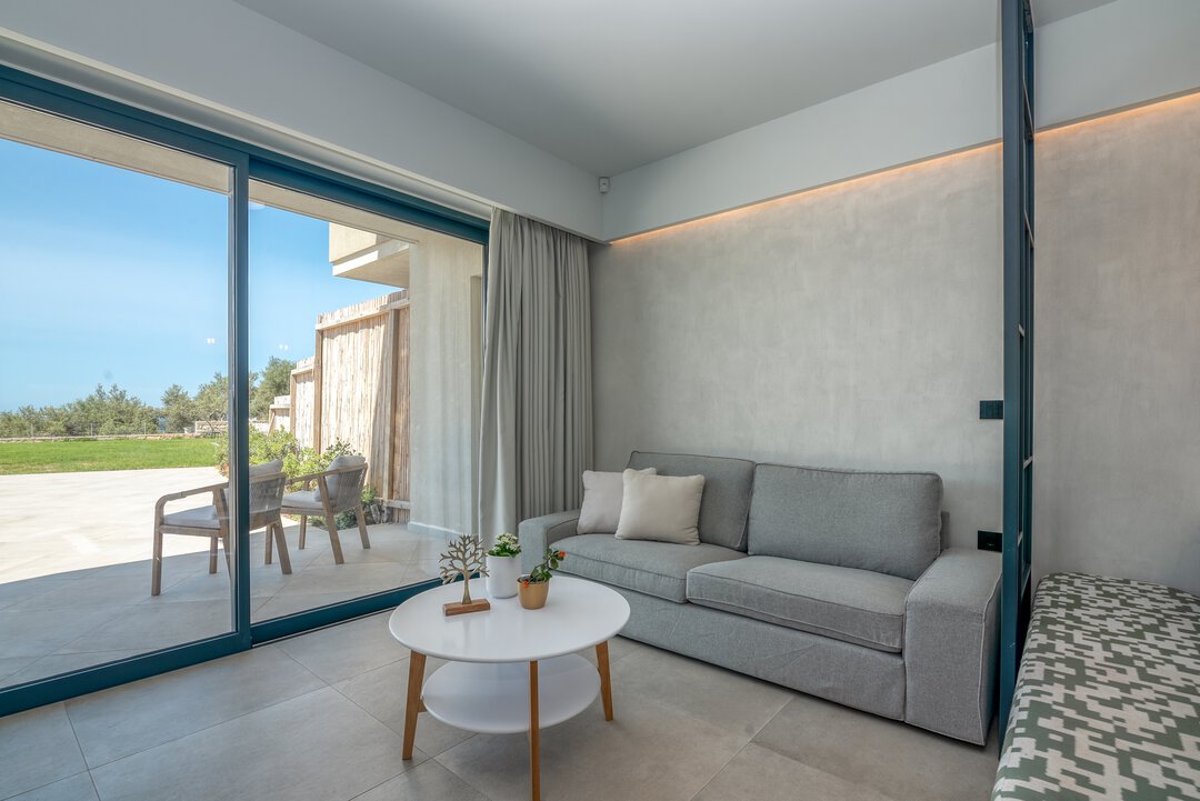 Well-appointed guest bathroom with quality amenities at Nusa Falassarna, Crete