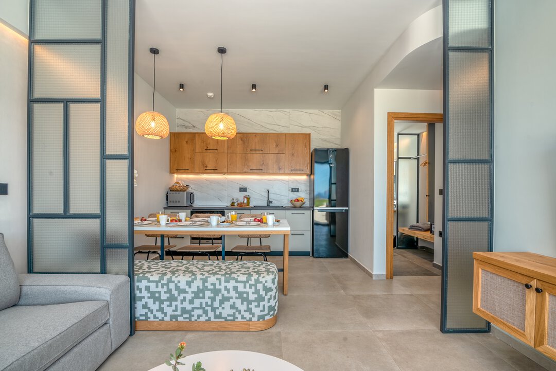 Modern toilet area with wall-hung WC at Nusa Balos, Crete