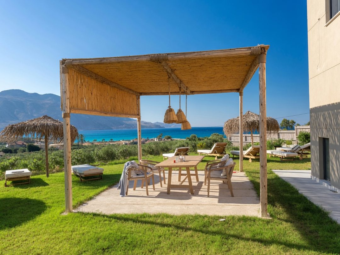 Garden pergola dining at Nusa Balos